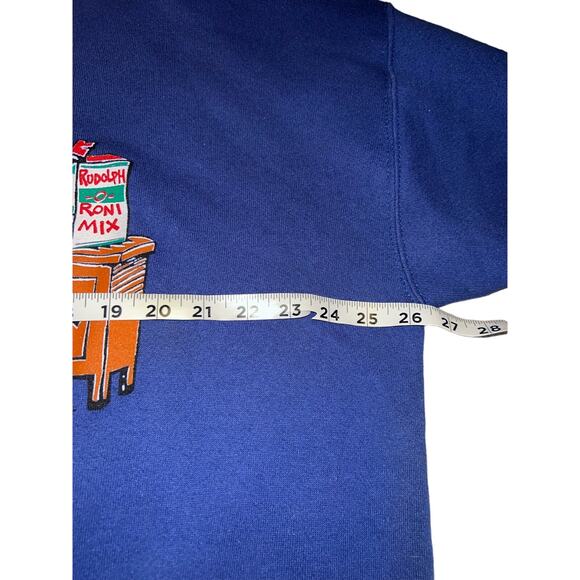 Vintage 90s Lee made in USA Santa's Helper Elf Christmas Sweatshirt blue sz 2XL - Picture 4 of 5